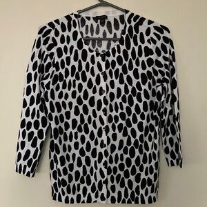 Talbots 3/4 sleeve cardigan. Black and white print. Size M.